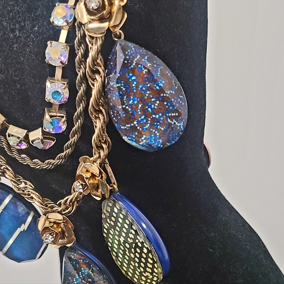 BJ Blue Lucite Tear Drop Necklace - Picture 3 of 4